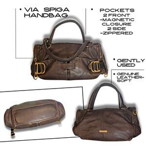 ✨ Via Spiga Italian Brown Pebbled Leather Shoulder Bag ✨